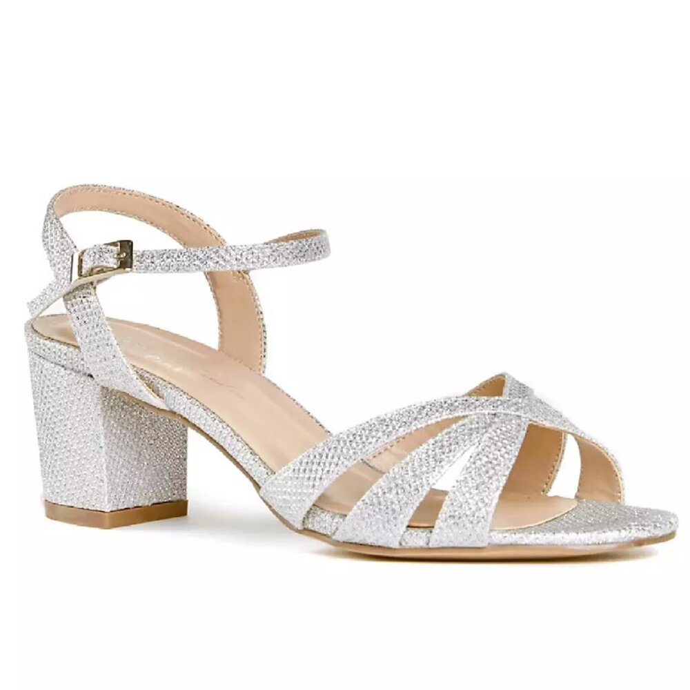 Glitter Metallic Block Heel Wide Width Sandals size 11